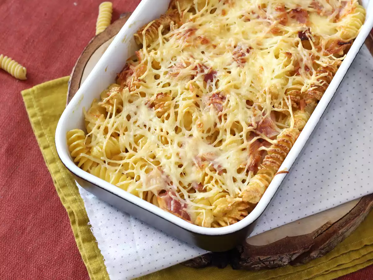 Nudelgratin mit Schinken und Käse aus dem Airfryer - foto 5