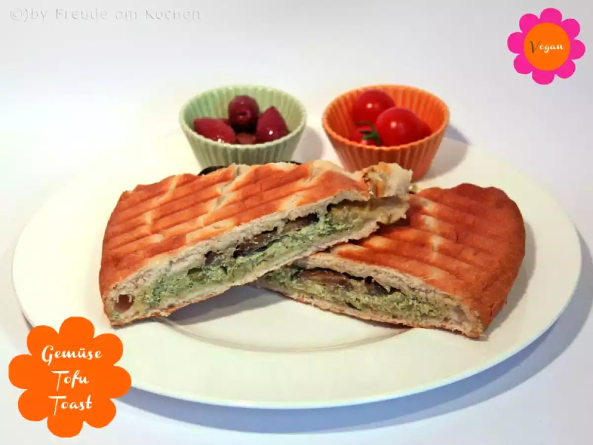 Ofen-Gemüse Pesto-Tofu Sandwich-Toast #vegan