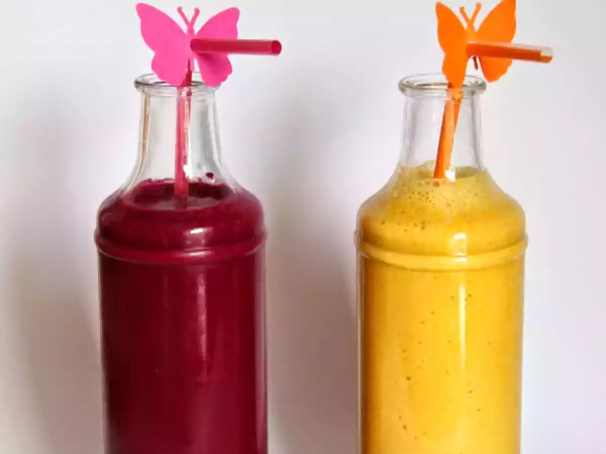 Orange & pink Shakes oder Smoothie -