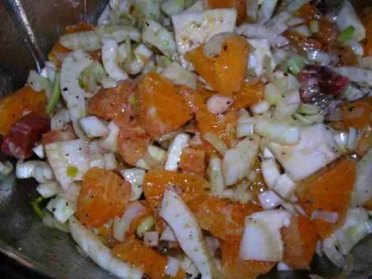 Orangen-Fenchelsalat mit geraeuchertem Hering