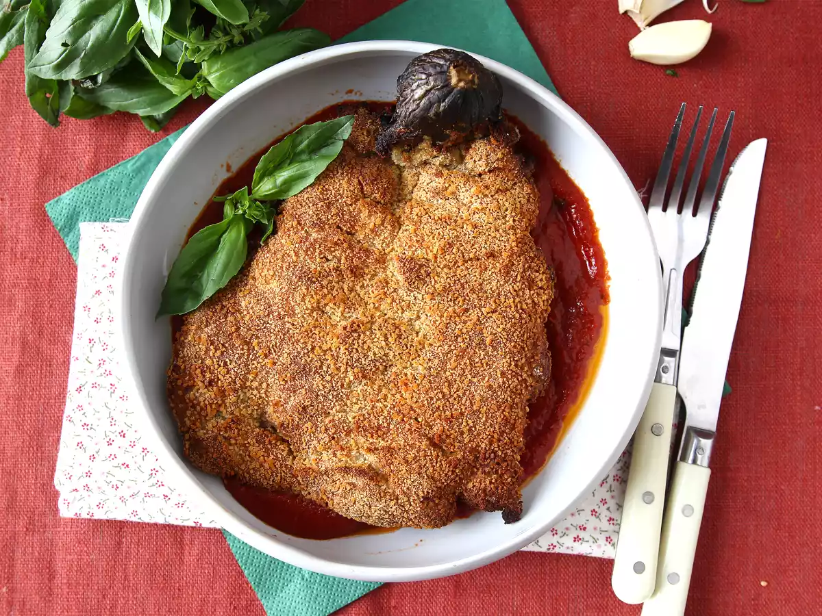 Panierte Aubergine nach Art eines Mailänder Schnitzels, aber vegetarisch - Air Fryer Kochen - foto 2