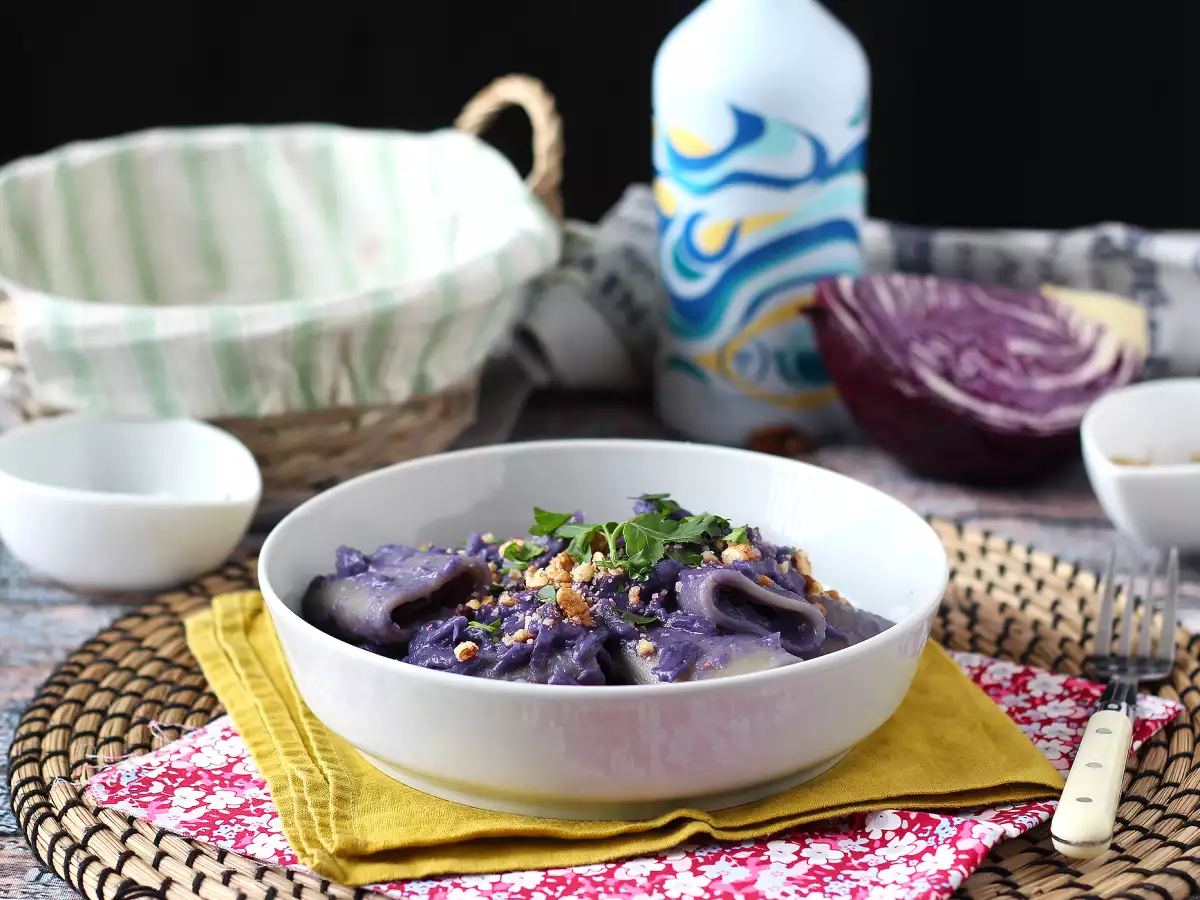 Pasta mit Rotkohl und Walnüssen: ein Hingucker und einfach zuzubereiten - foto 2