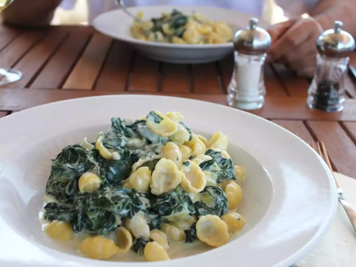 Pasta mit Spinat in Ricottasauce