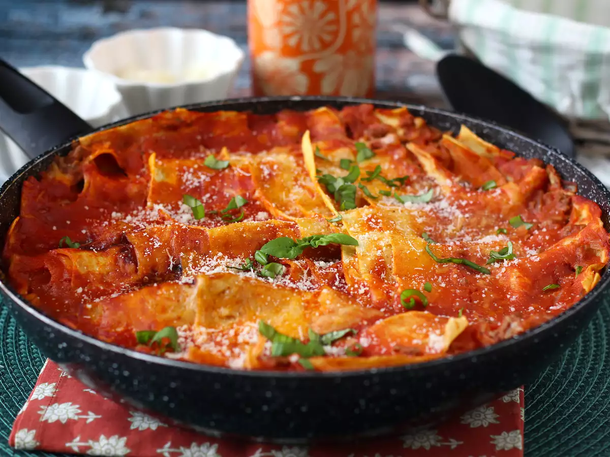 Pfannenlasagne mit Hackfleisch : schnelle Lasagne ohne Backofen - foto 2
