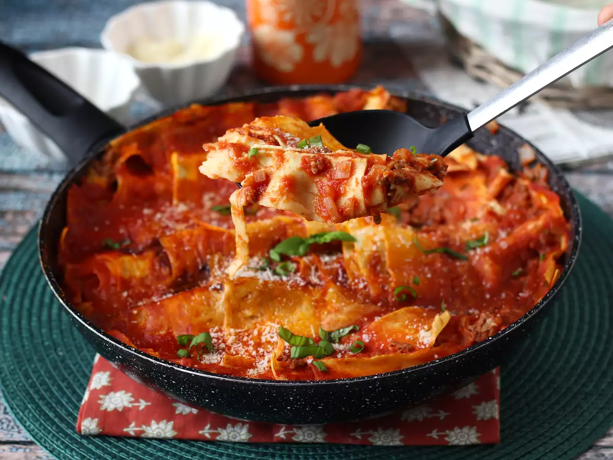 Pfannenlasagne mit Hackfleisch : schnelle Lasagne ohne Backofen - foto 3