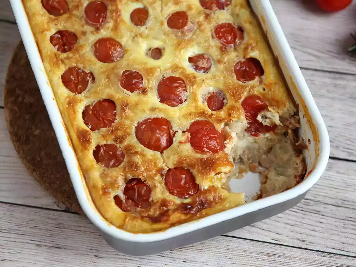 Pikante Clafoutis mit Kirschtomaten und Thunfisch - foto 4