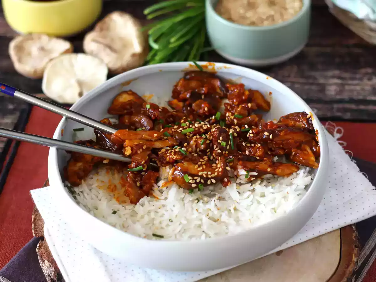 Pilze nach koreanischer Art – Shiitake-Pilze mit Gochujang-Sauce