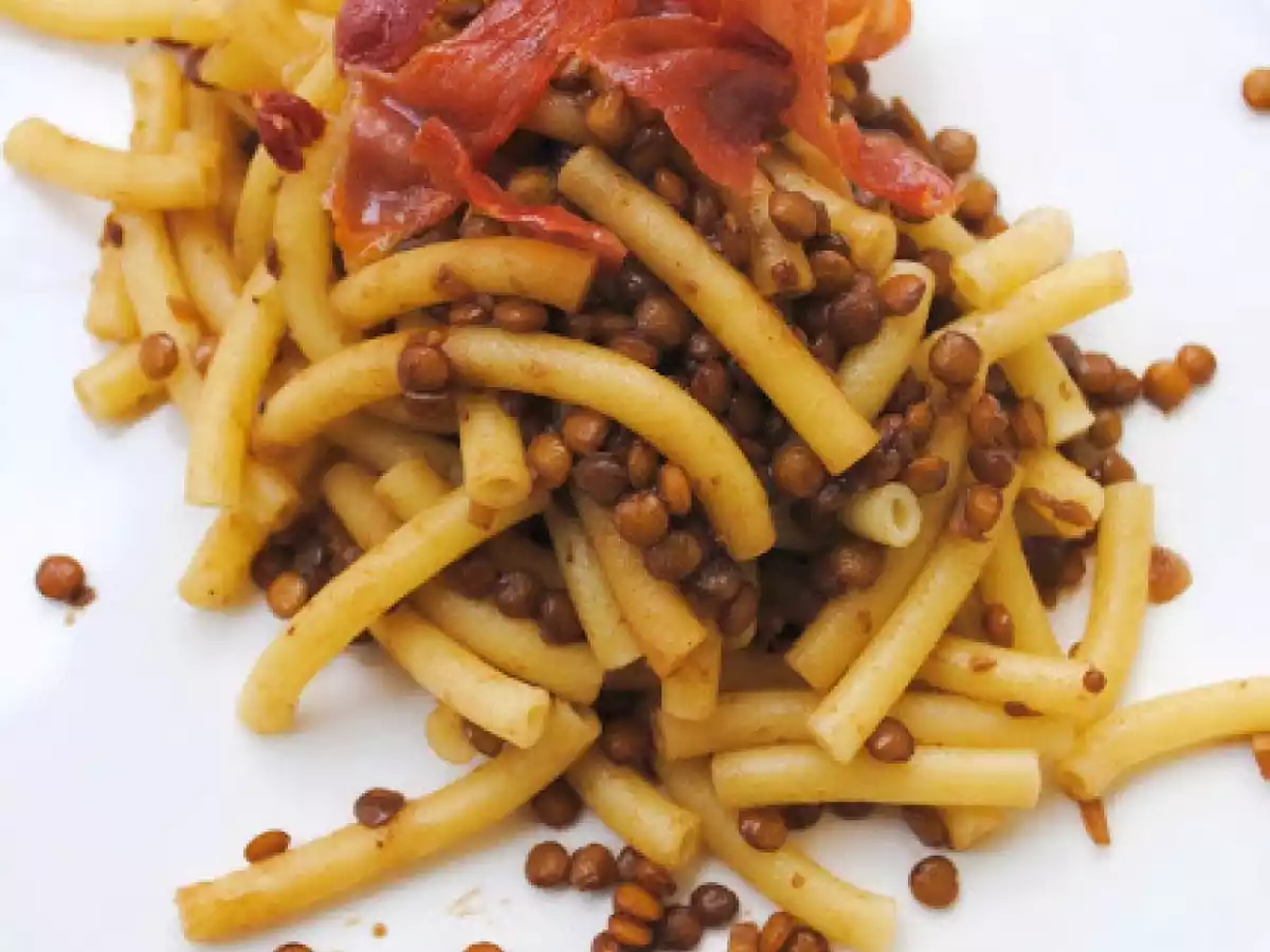 Poletto Nr. 1 - Pasta mit Balsamicolinsen und Knusperschinken