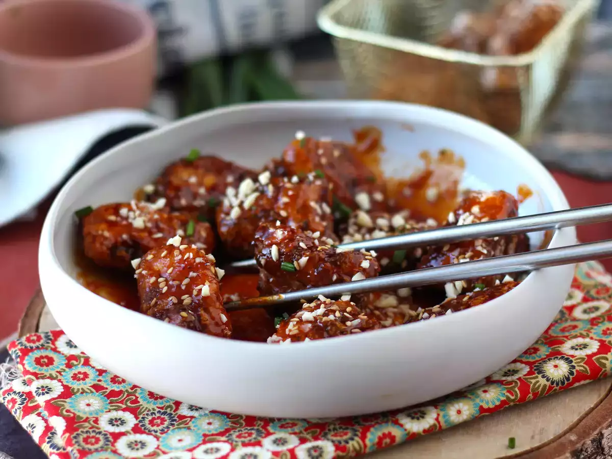 Poulet frit coréen à la sauce épicée au gochujang - Dakgangjeong - foto 5