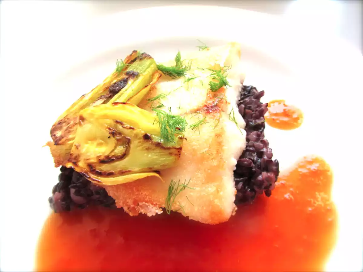 Respekt, Frau Hecht: Hechtfilet mit Tomaten-Fenchelpollen-Butter und Venere-Reis