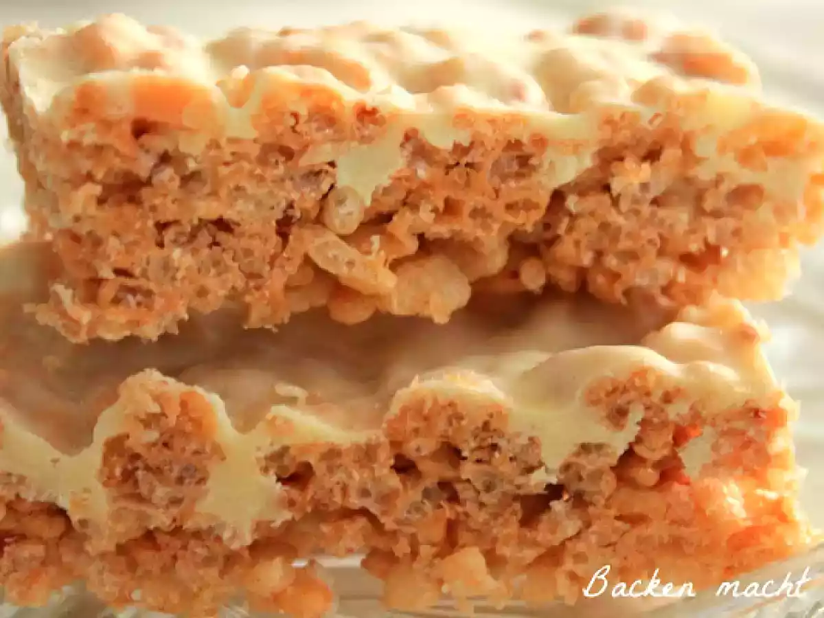 Riceknusperchen mit weißer Schokolade und Erdnuss-Marshmallow-Kombi