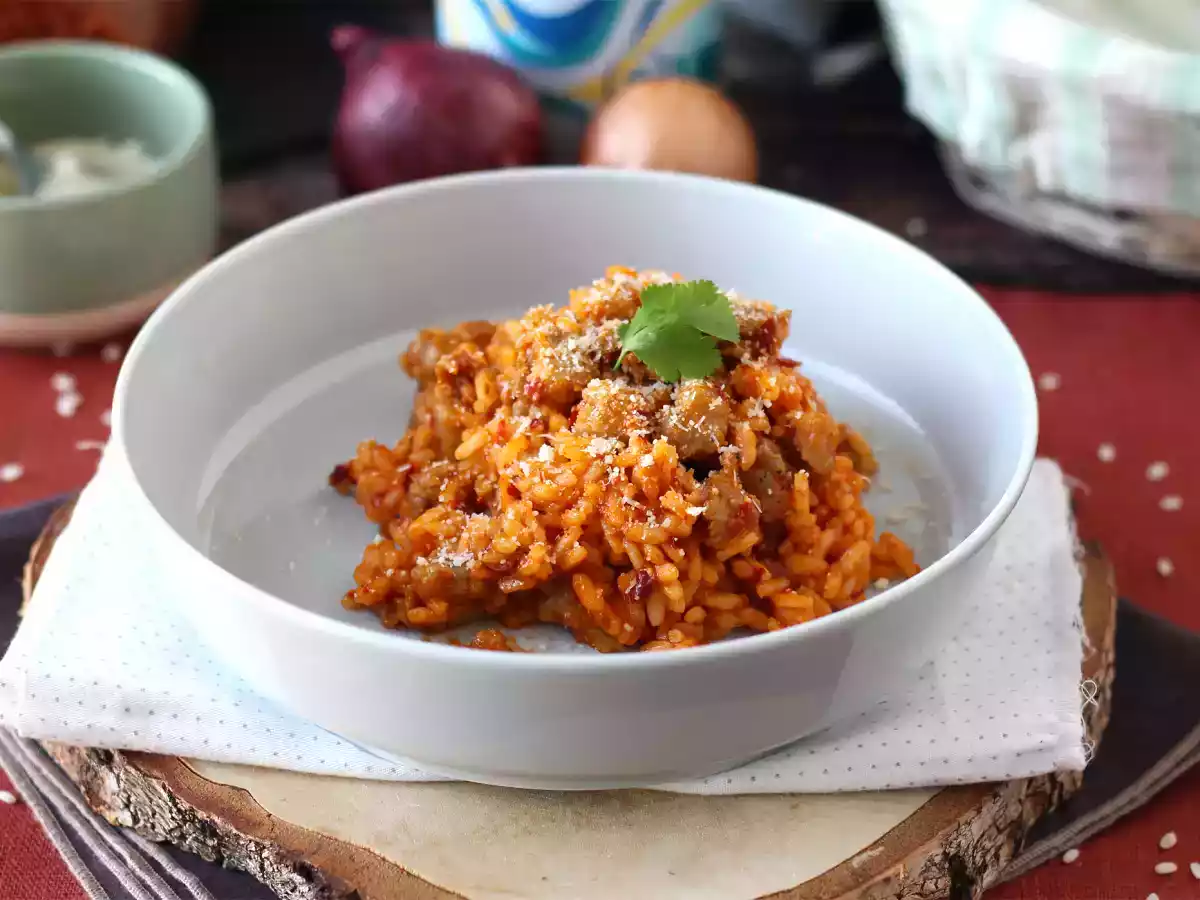 Risotto 'nduja und Wurst, ein erster Gang mit intensivem Geschmack - foto 2
