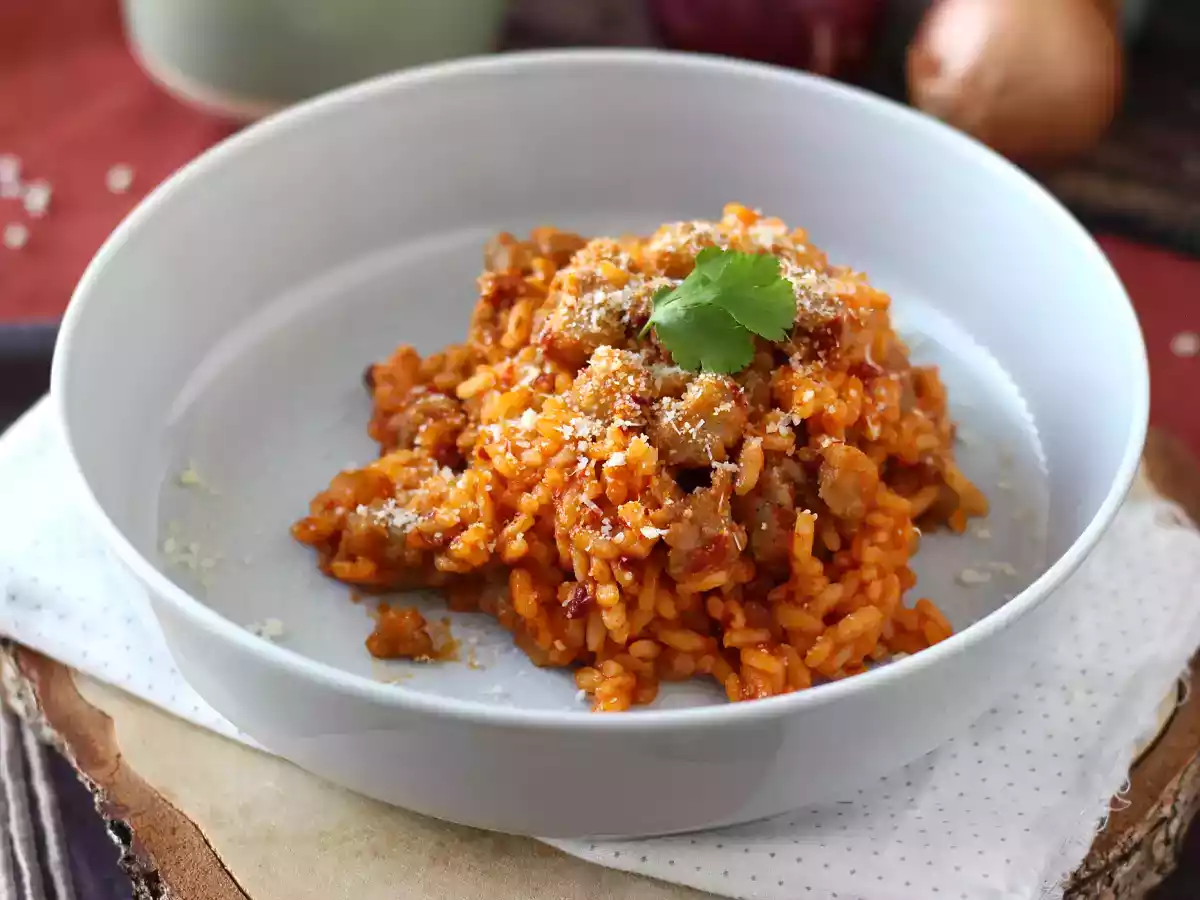Risotto 'nduja und Wurst, ein erster Gang mit intensivem Geschmack - foto 3