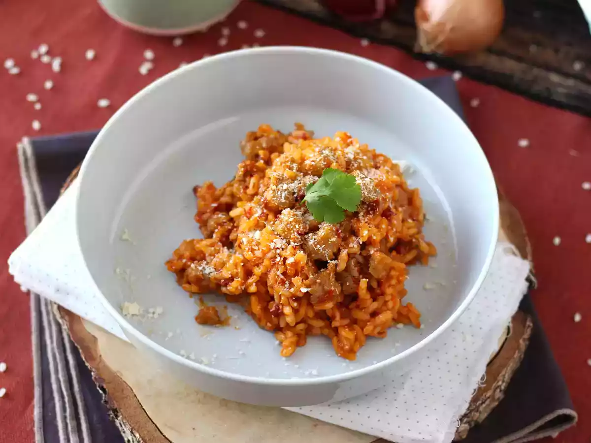 Risotto 'nduja und Wurst, ein erster Gang mit intensivem Geschmack - foto 5