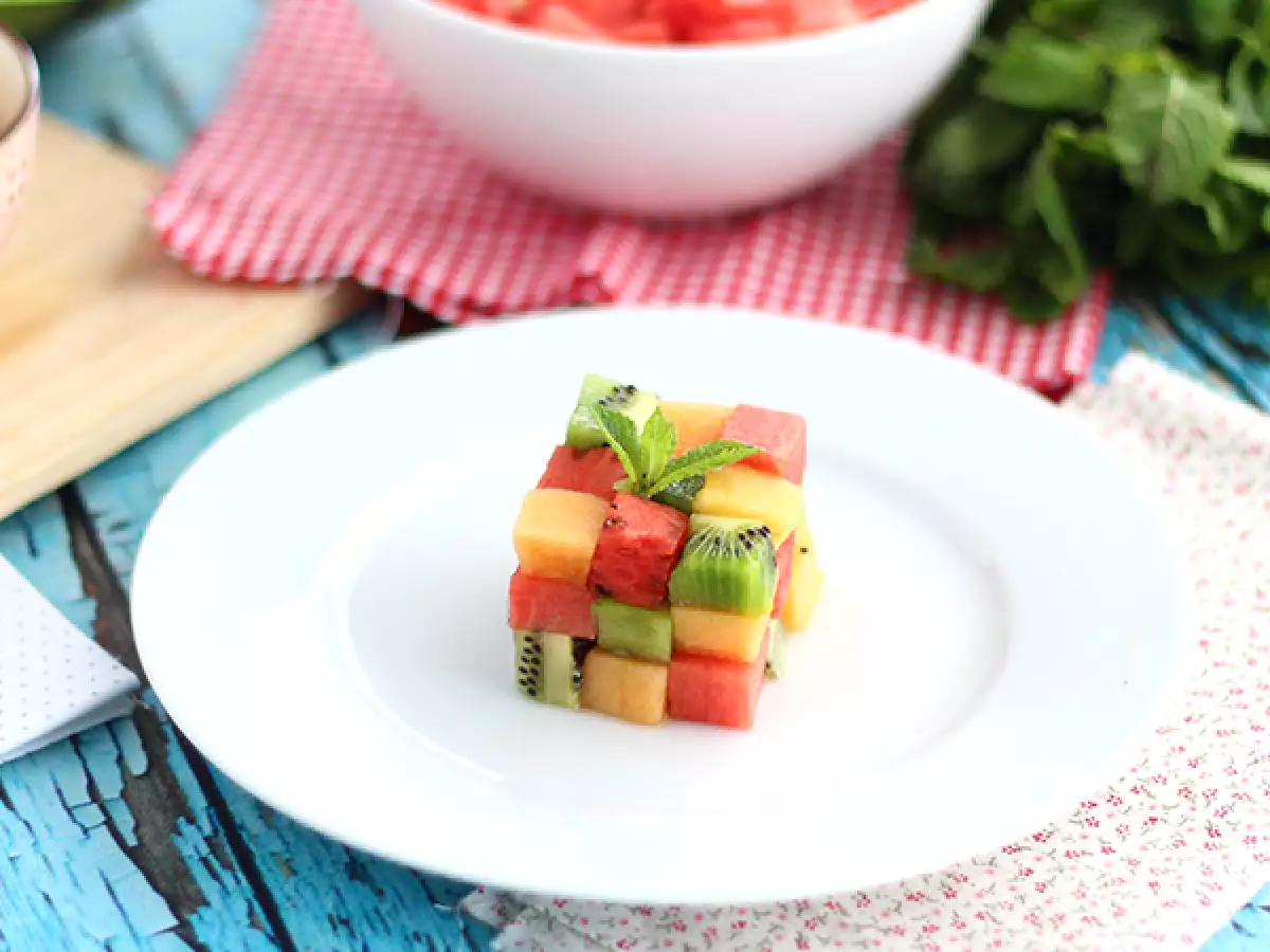 Rubik’s Cube aus Obst: origineller Obstsalat - foto 3