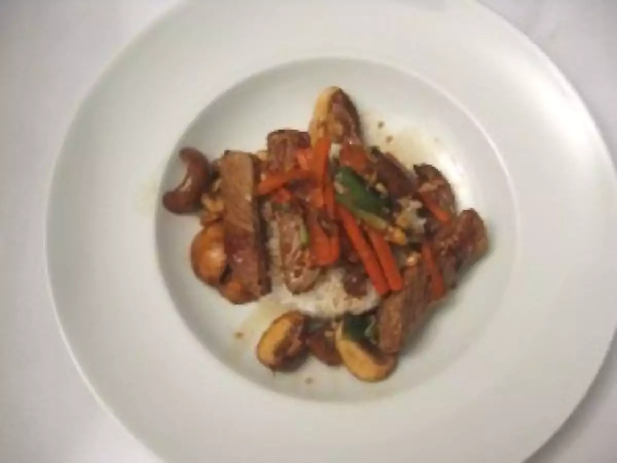 Rumpsteak-Champignon-Wok