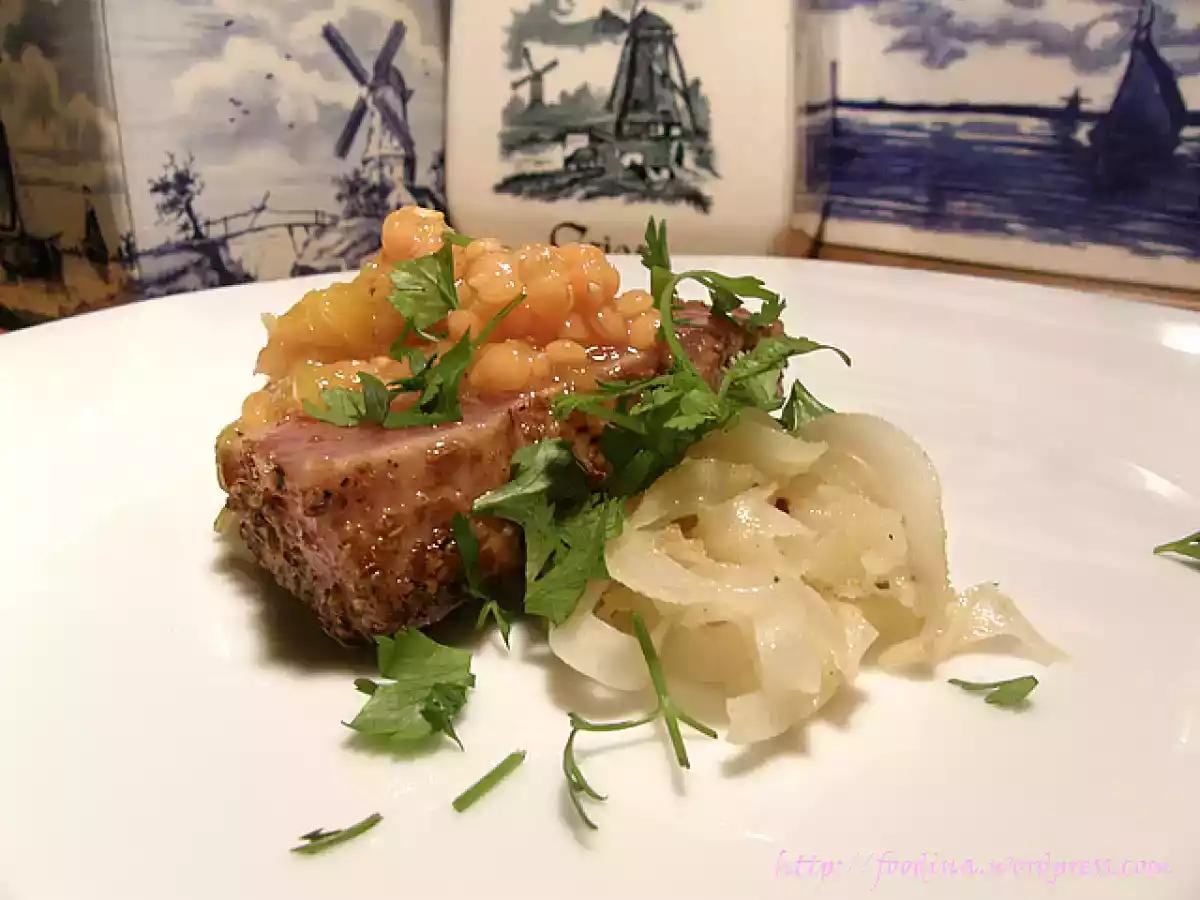 Samstagsmenue Gewürz-Thunfisch mit Linsen-Mango-Salsa