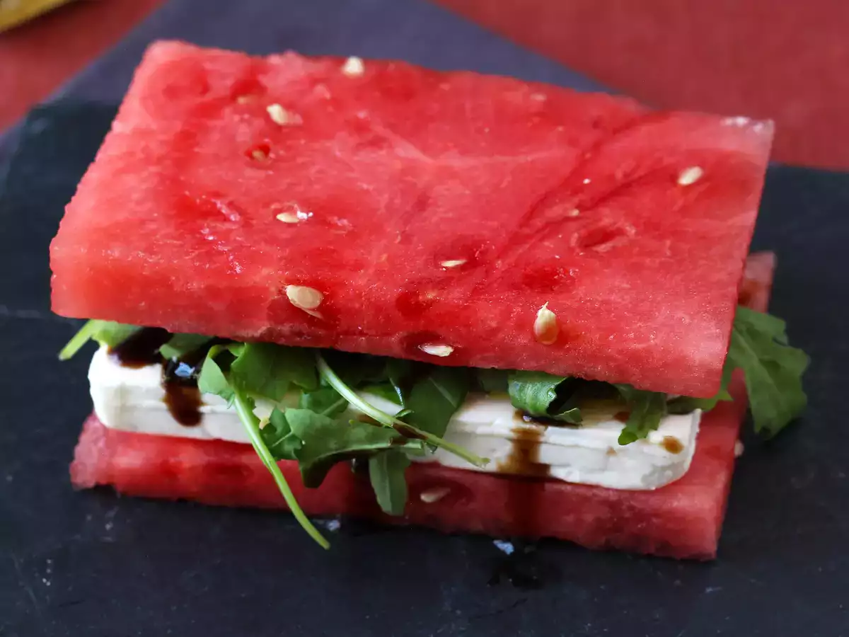 Sandwich Wassermelone Feta Rucola, das virale Rezept für den Sommer! - foto 3