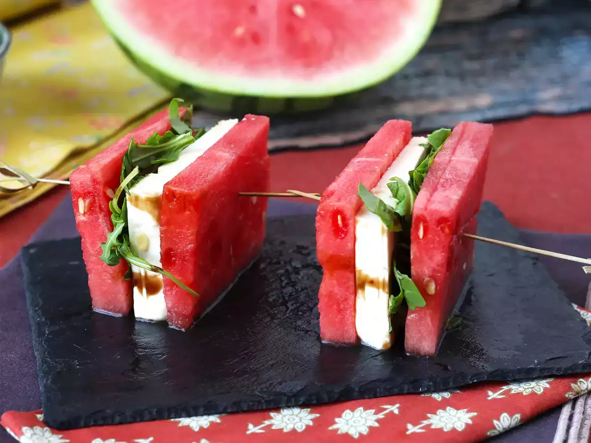 Sandwich Wassermelone Feta Rucola, das virale Rezept für den Sommer! - foto 4