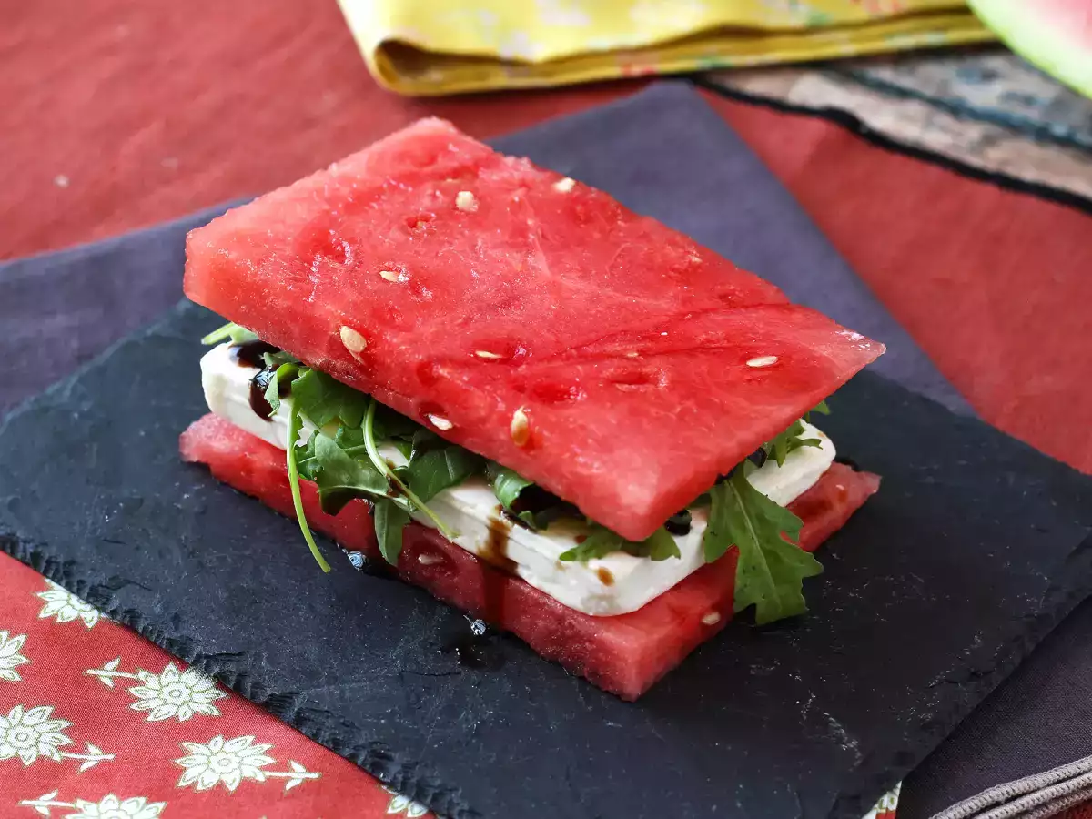 Sandwich Wassermelone Feta Rucola, das virale Rezept für den Sommer! - foto 5