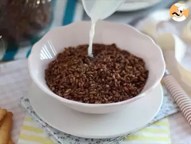 Schokoladen-Puffreis-Cerealien. Kokosnuss Pops, Foto 5