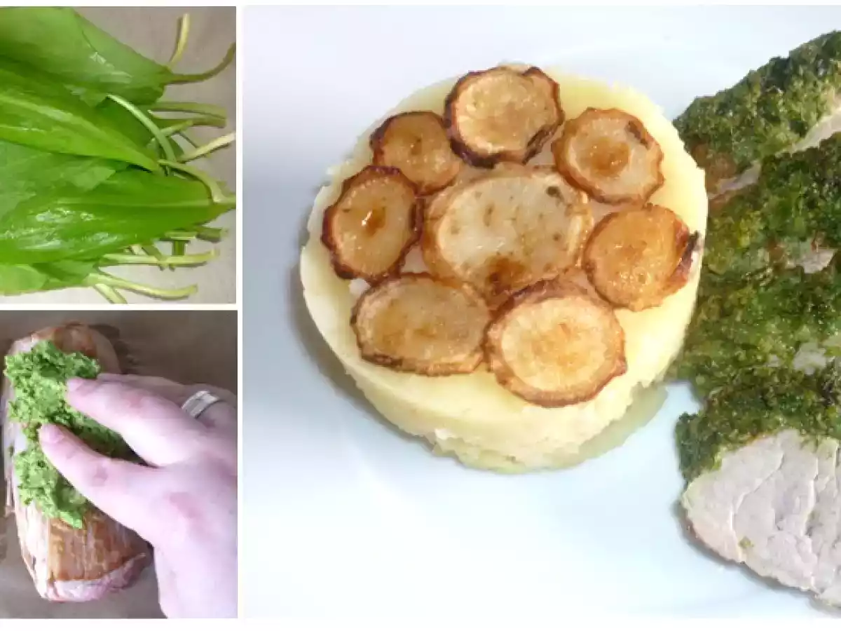 Schweinefilet mit Bärlauchkruste und Petersilienwurzelpüree