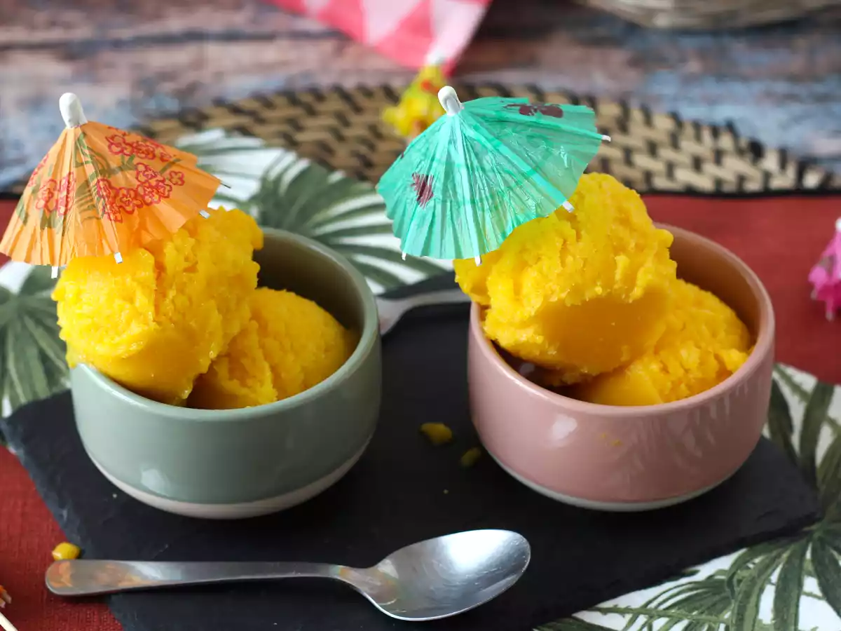 Sorbet mit grüner Zitrone und Mango, aus nur 3 Zutaten und bereit in 5 Minuten! - foto 3