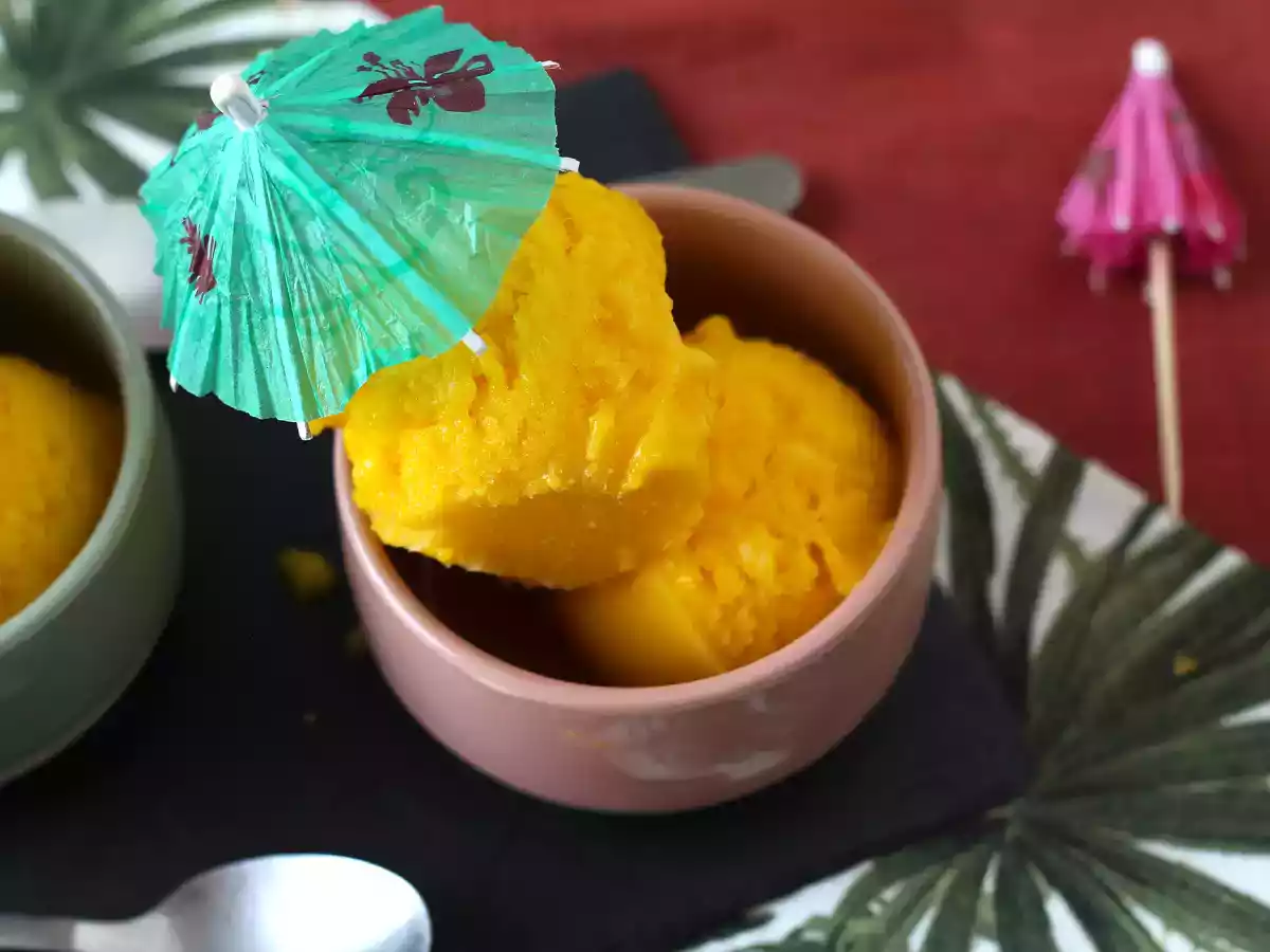 Sorbet mit grüner Zitrone und Mango, aus nur 3 Zutaten und bereit in 5 Minuten! - foto 4