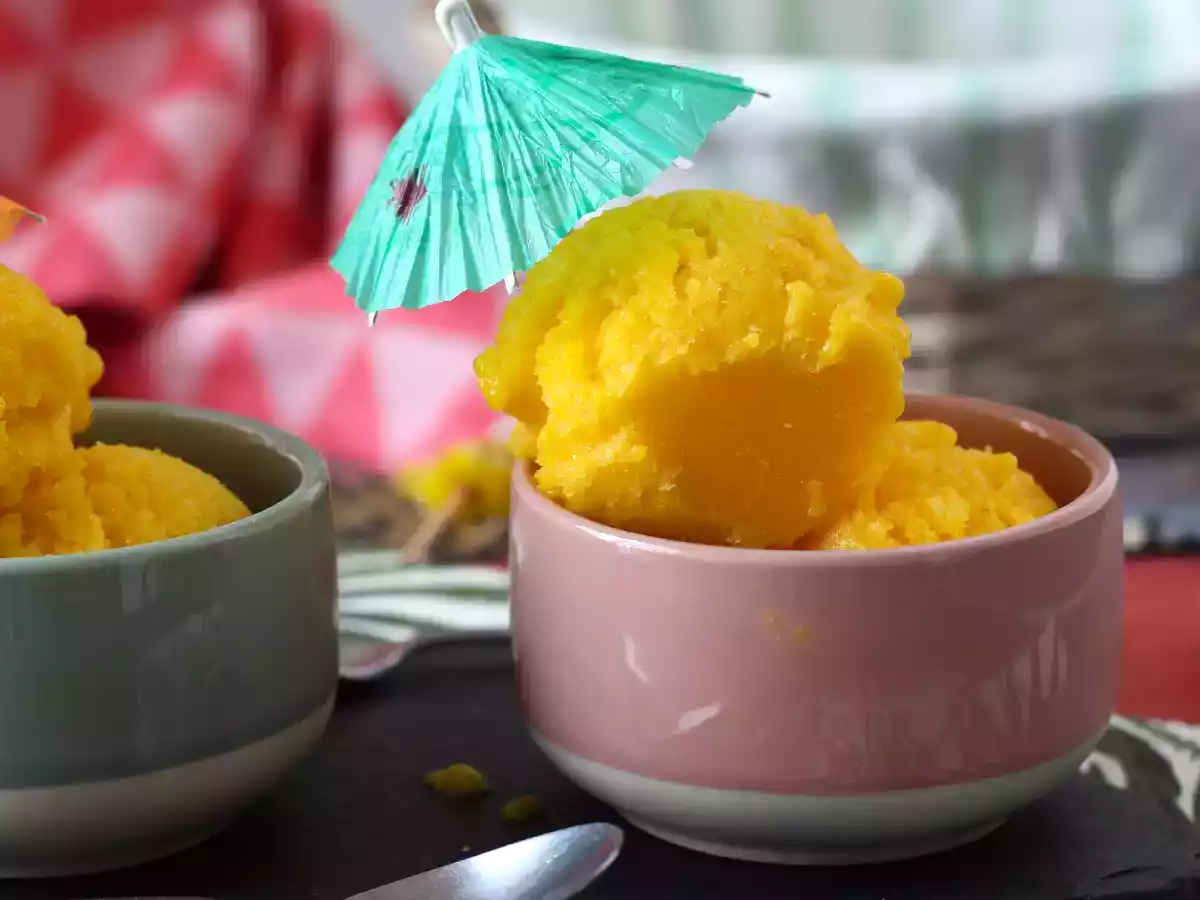 Sorbet mit grüner Zitrone und Mango, aus nur 3 Zutaten und bereit in 5 Minuten! - foto 6