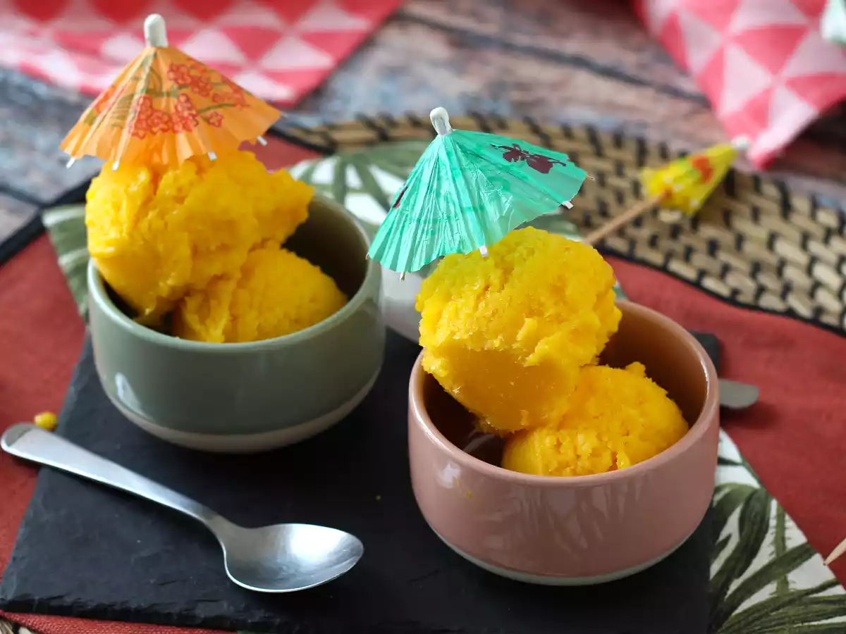 Sorbet mit grüner Zitrone und Mango, aus nur 3 Zutaten und bereit in 5 Minuten! - foto 7