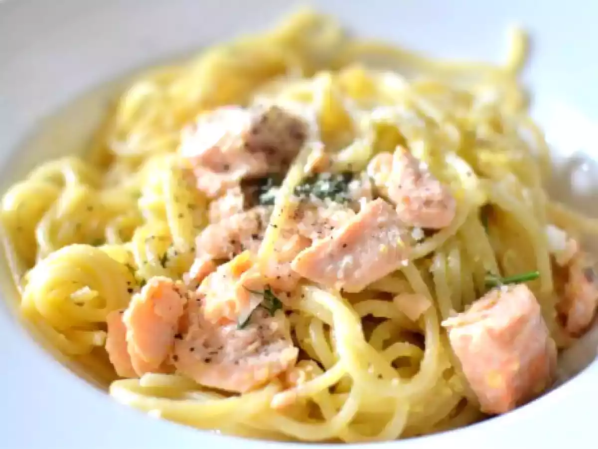 Spaghetti mit Lachs und Zitronensauce