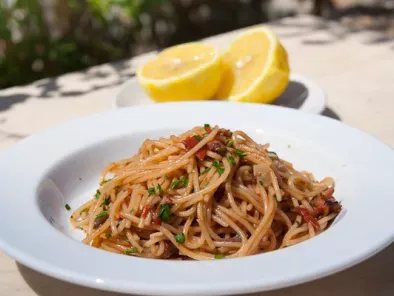 Spaghetti mit Oktopus
