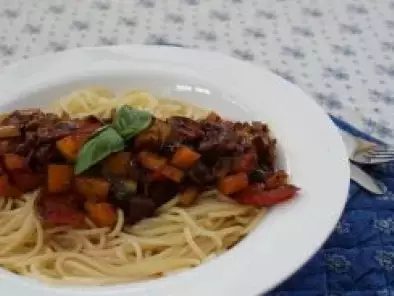 Spaghetti mit Pfannengemüse und Chorizo