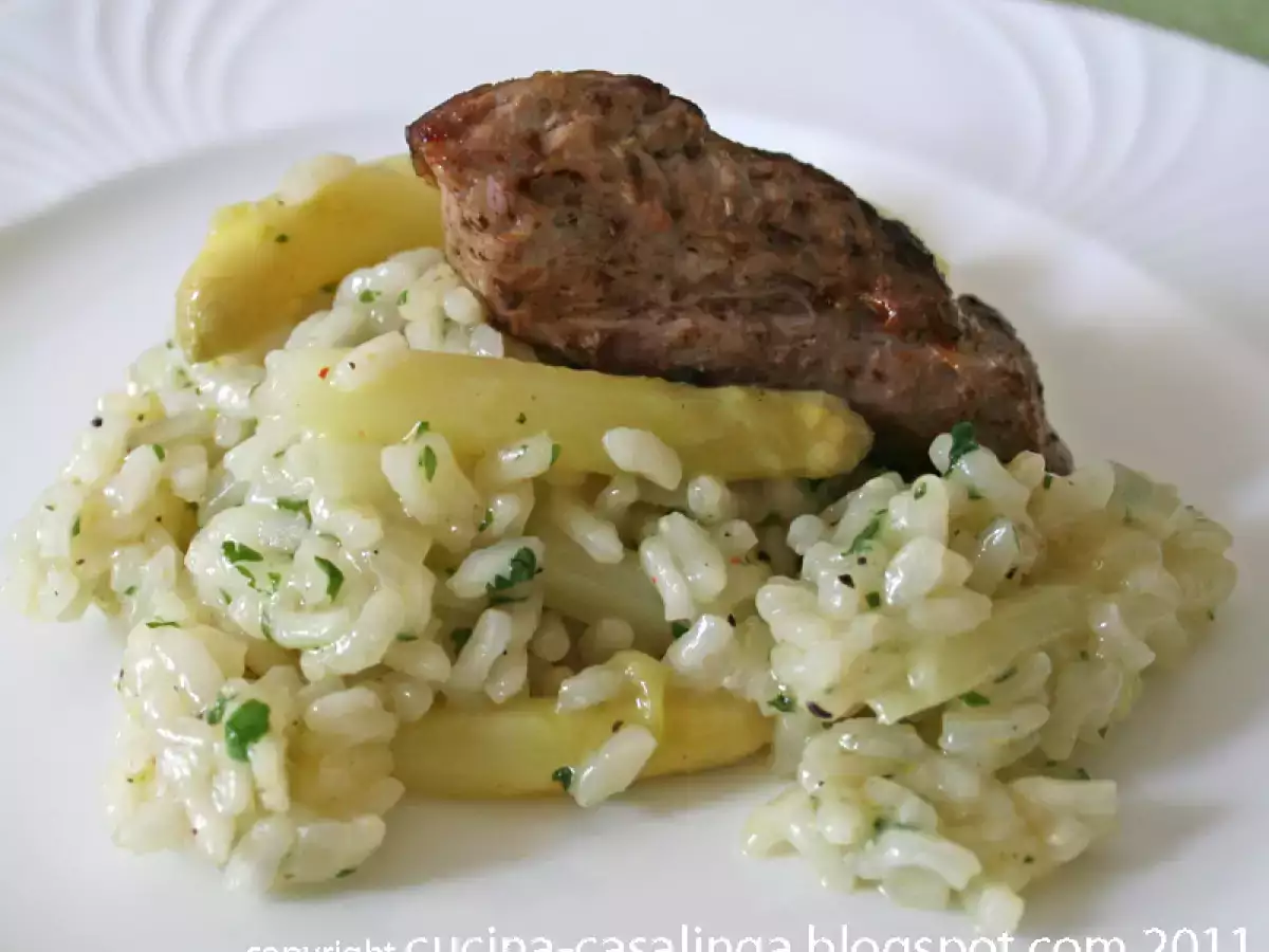 Spargelrisotto mit Lammfilets