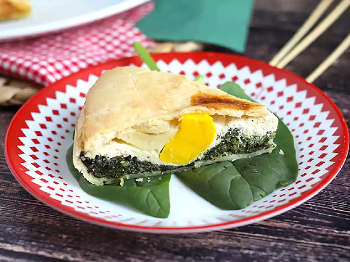 Spinat-, Ricotta- und Eierkuchen – italienische Torta Pasqualina - foto 5