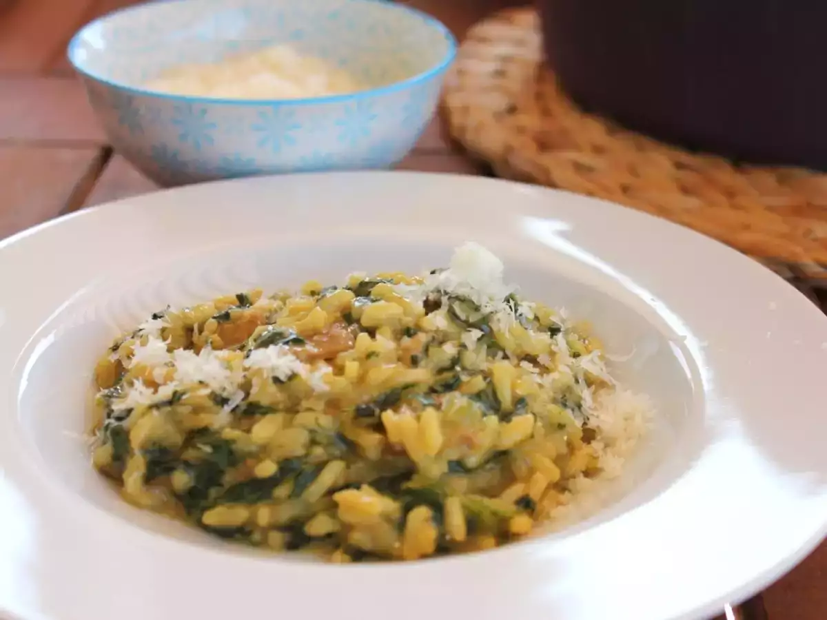 Spinatrisotto mit Steinpilzen