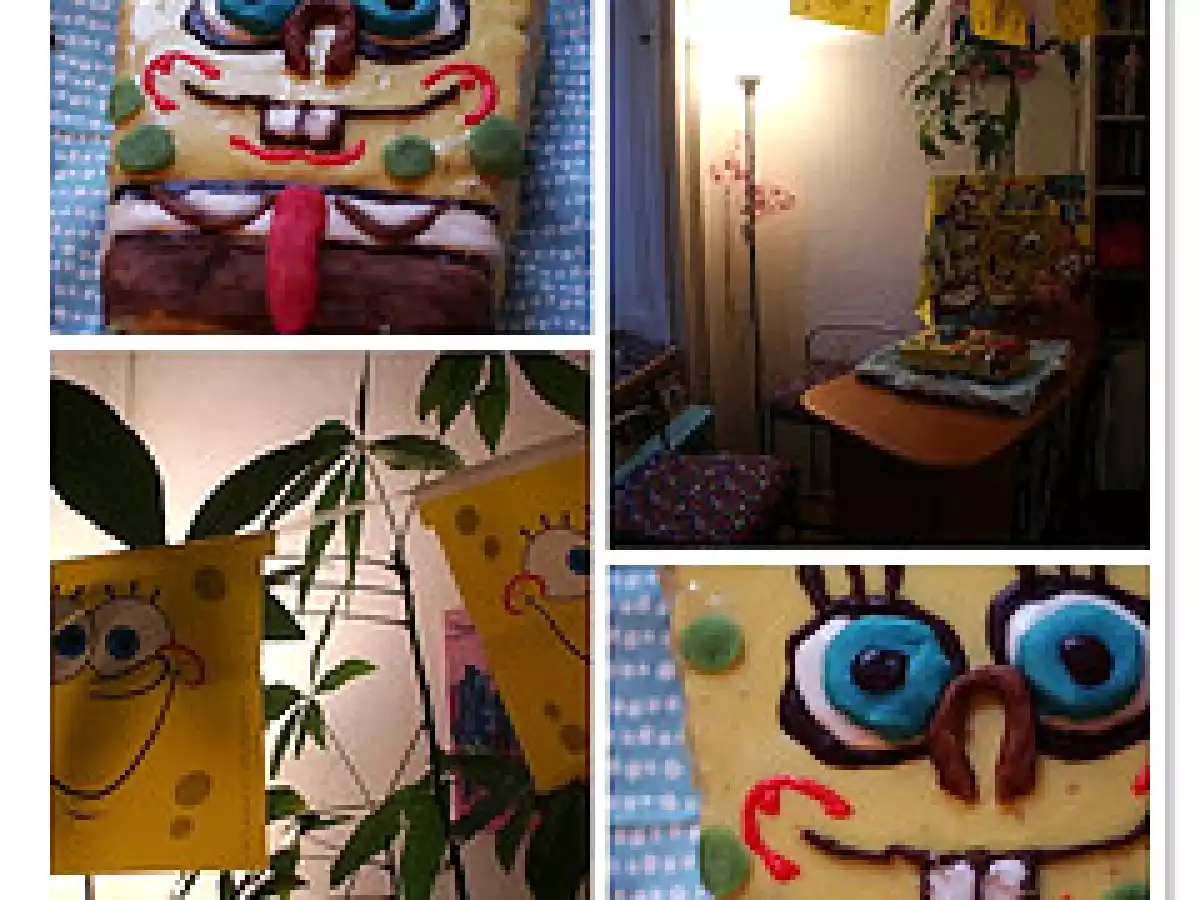 Spongebob-schwammkopf-kuchen mit frucade