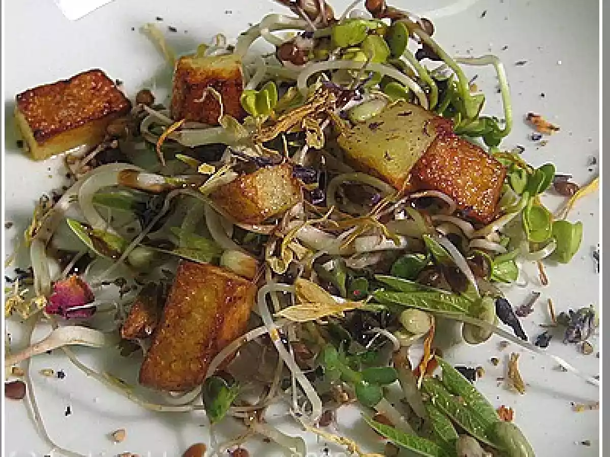 Sprossenmix mit Knoblauchkartoffelcroutons