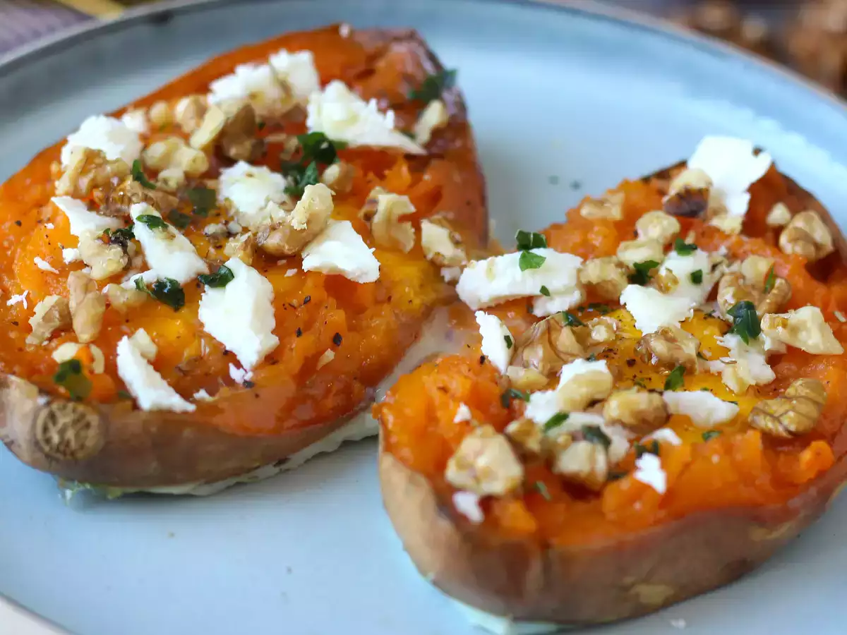 Süßkartoffel aus dem Ofen mit Ei und Feta : einfach und vegetarisch - foto 4