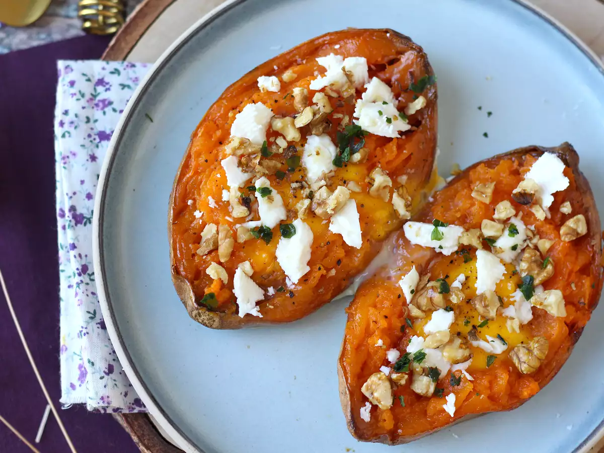 Süßkartoffel aus dem Ofen mit Ei und Feta : einfach und vegetarisch - foto 6