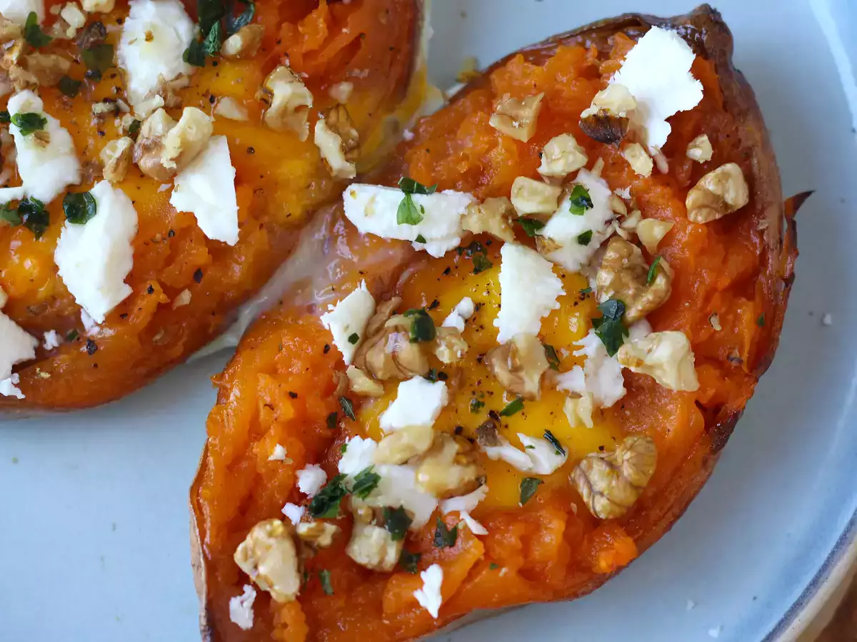 Süßkartoffel aus dem Ofen mit Ei und Feta : einfach und vegetarisch - foto 7