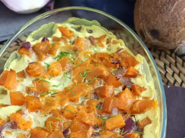 Rezept Süßkartoffelgratin mit kokosmilch und curry
