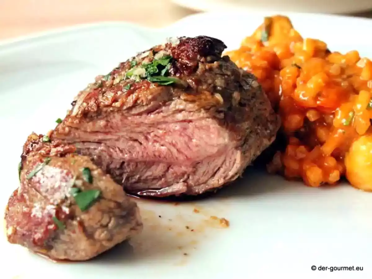 Tomaten Risotto mit Lammfilet