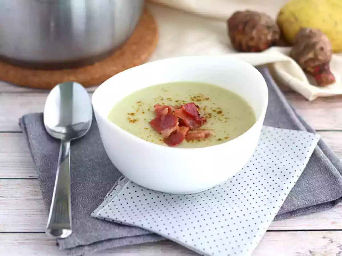 Rezept für topinambursuppe mit kartoffeln und speck