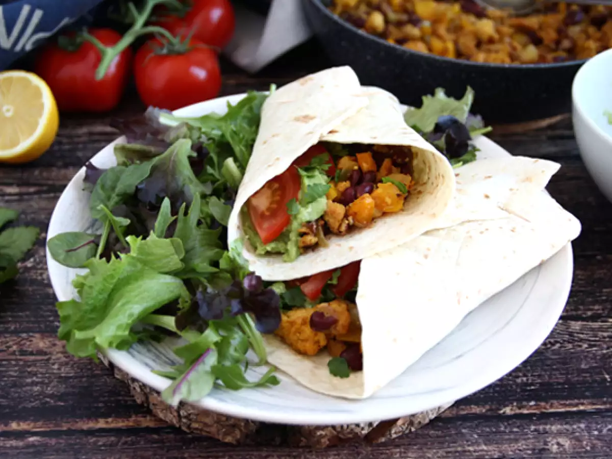 Vegetarische Fajitas mit texturiertem Sojaprotein