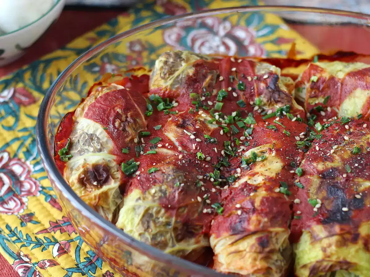 Vegetarische Kohlrouladen mit Pilzen, Reis und Miso - foto 2