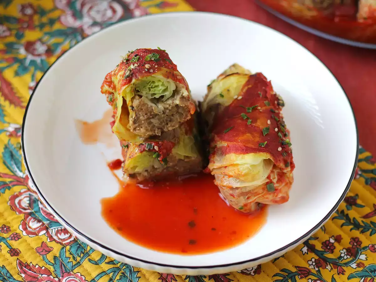Vegetarische Kohlrouladen mit Pilzen, Reis und Miso - foto 4