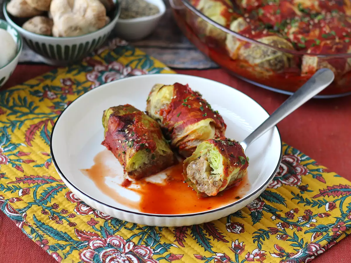 Vegetarische Kohlrouladen mit Pilzen, Reis und Miso - foto 6