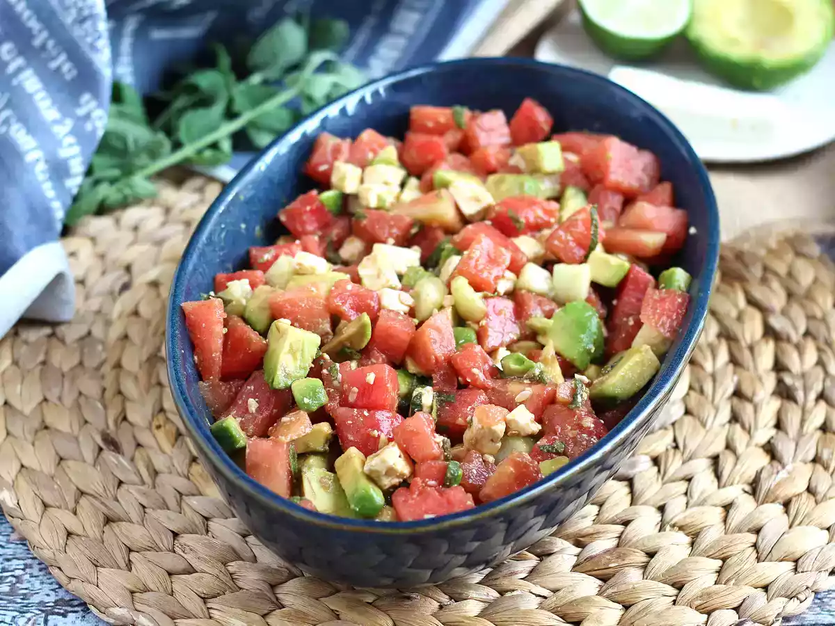 Wassermelonen-, Feta-, Avocado- und Gurkensalat: extra frisch!