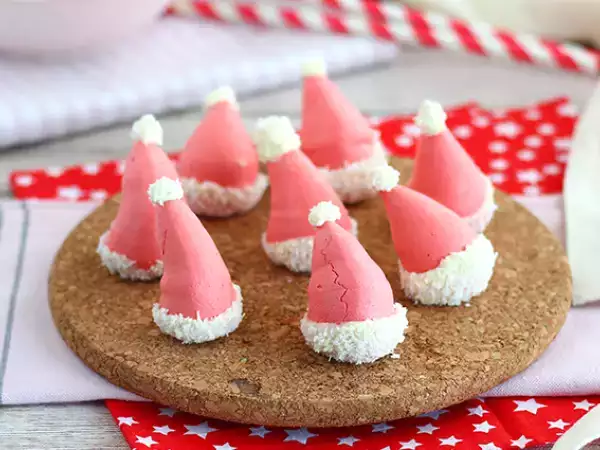 Rezept Weihnachtsmannmützen aus baiser